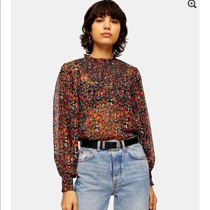 Topshop Ditsy Shirred Smock (floral blouse)